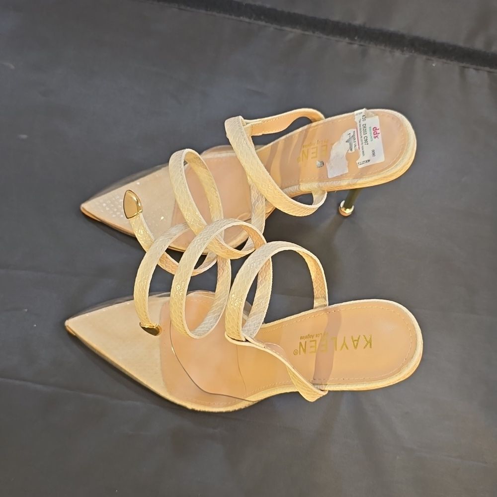 BRAND NEW KAYLEEN BY LOS ANGELES NACYY-5 CLEAR SPIRAL STRAP SPIRAL STRAP SHOE - Picture 7 of 16